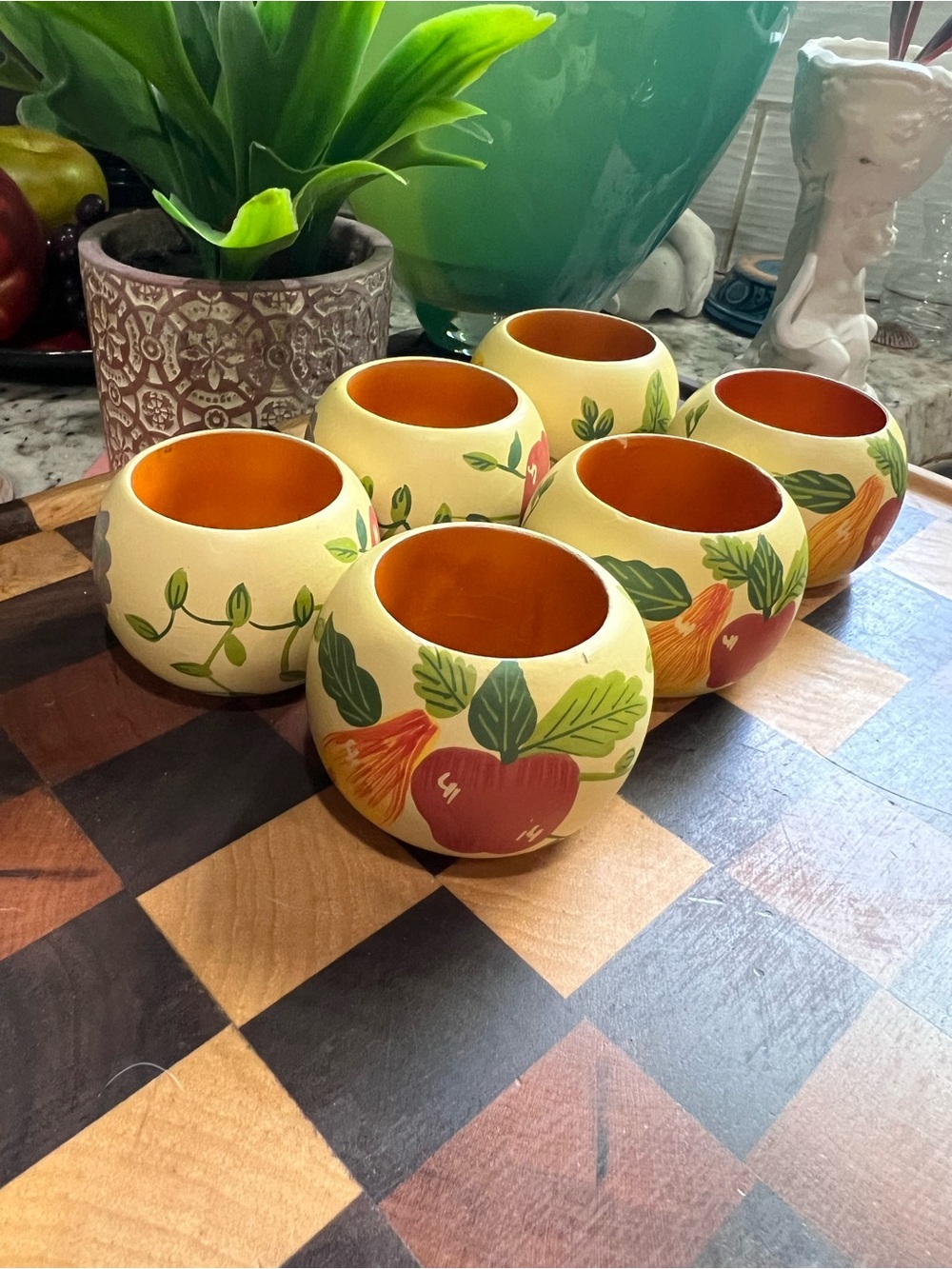Cottagecore, Farmhouse Bright Colors Hand-Painted  Napkin Rings (Set of 6)
